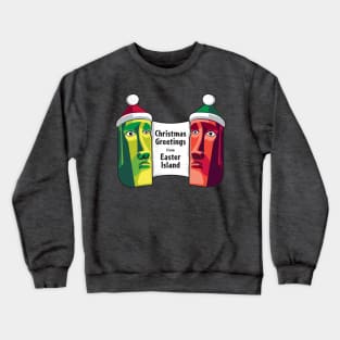 Christmas Greetings from Easter Island - Retro Tiki Style Crewneck Sweatshirt